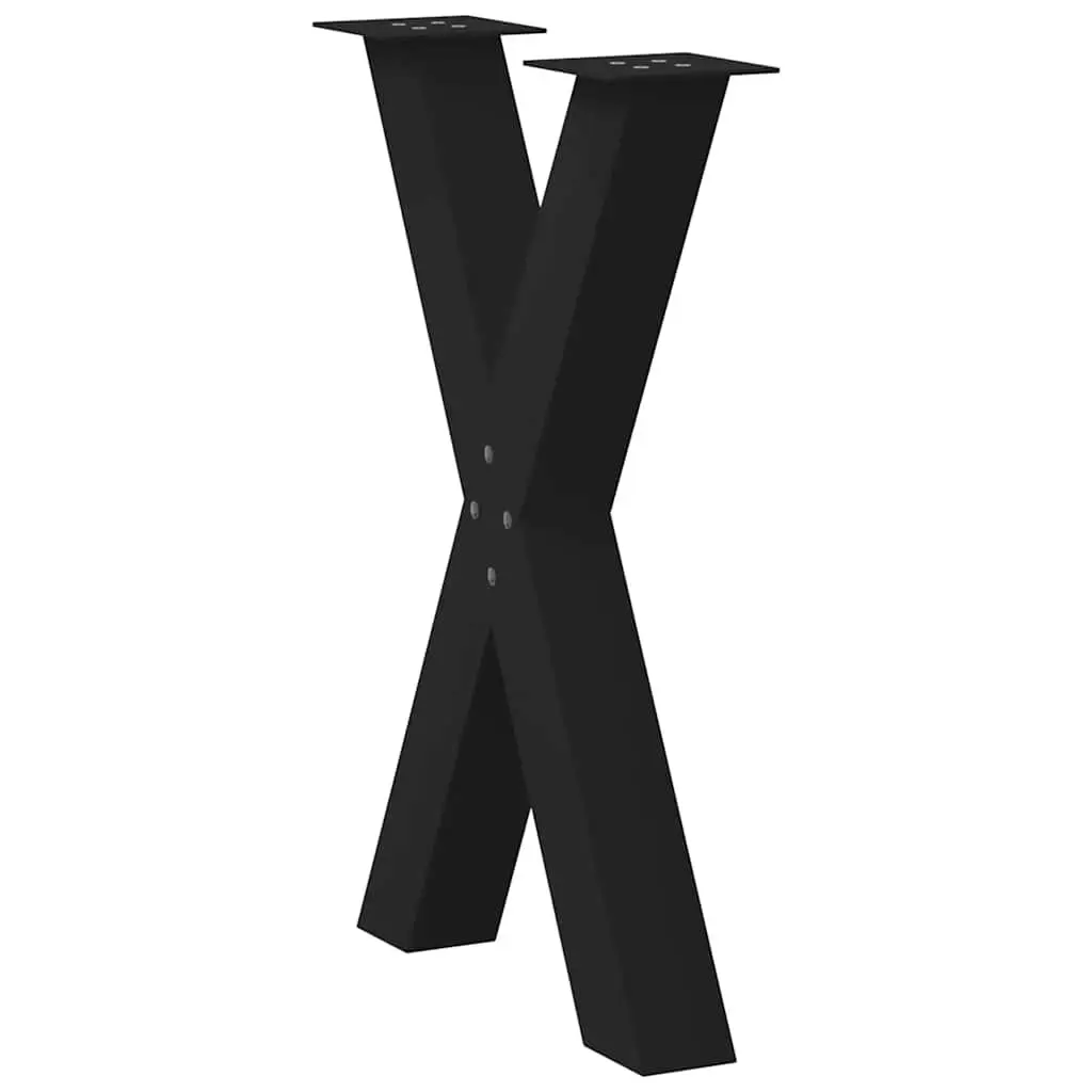 X-Shaped Dining Table Legs 60x72cm Black Steel Support 2 Pieces