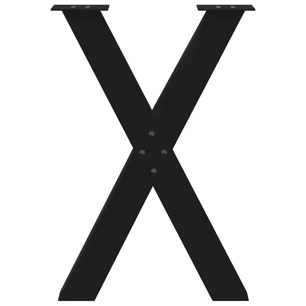 X-Shaped Dining Table Legs 60x72cm Black Steel Support 2 Pieces