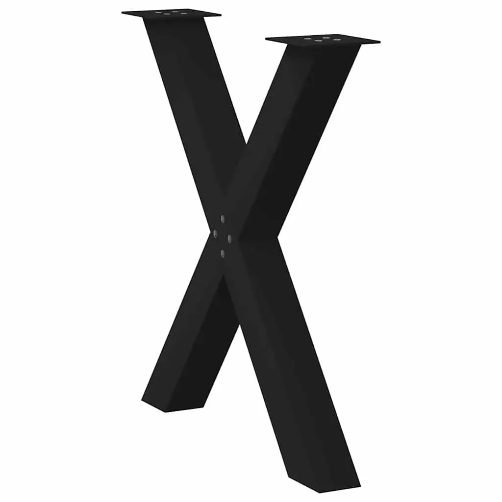 X-Shaped Dining Table Legs in Black Steel