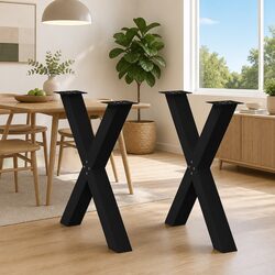 X-Shaped Dining Table Legs with Adjustable Feet