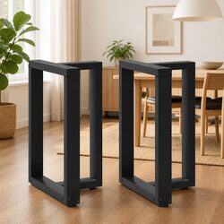 T-Shaped Dining Table Legs Set of 2 in Black Steel