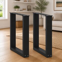 U-Shaped Coffee Table Legs in Black Steel - 2 pcs