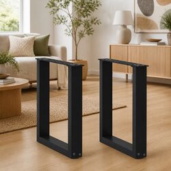 Adjustable Black U-Shaped Coffee Table Legs – 2 Pcs