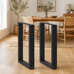 U-Shaped Black Steel Dining Table Legs 50x72-73cm Pair