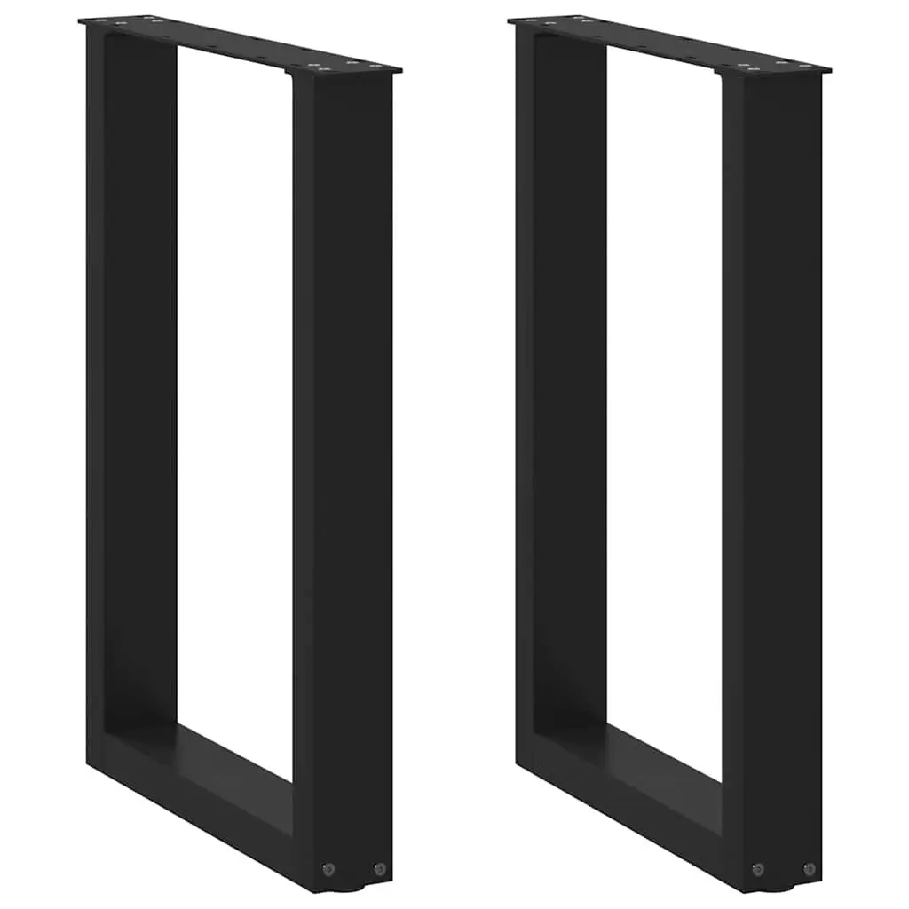 Dining Table Legs U-Shaped Black 50x72-73cm Powder-Coated Steel Support Frame Pair