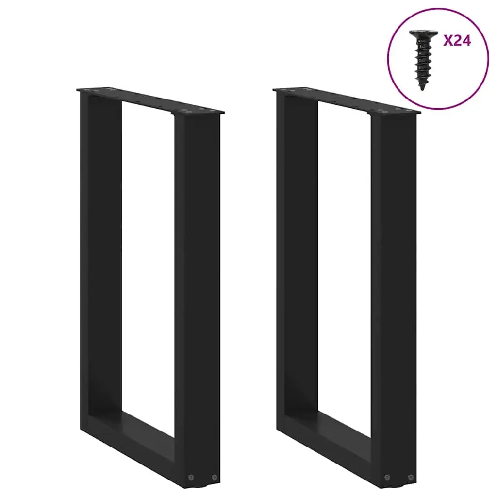 Dining Table Legs U-Shaped Black 50x72-73cm Powder-Coated Steel Support Frame Pair