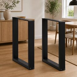 U-Shaped Steel Dining Table Legs Black 60x72-73cm Pack of 2