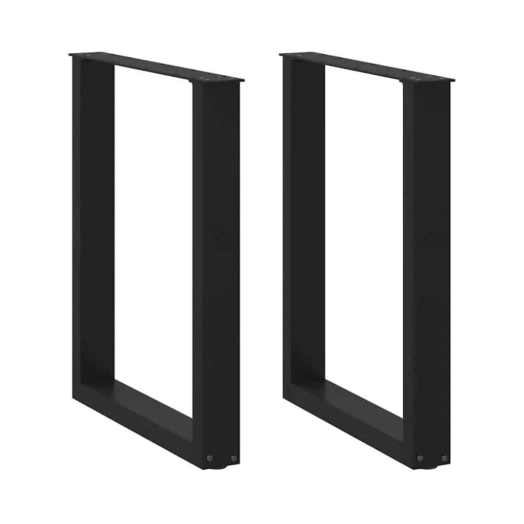 Dining Table Legs U-Shaped Black 60x72-73cm Powder-Coated Steel Adjustable Levelers Pack of 2