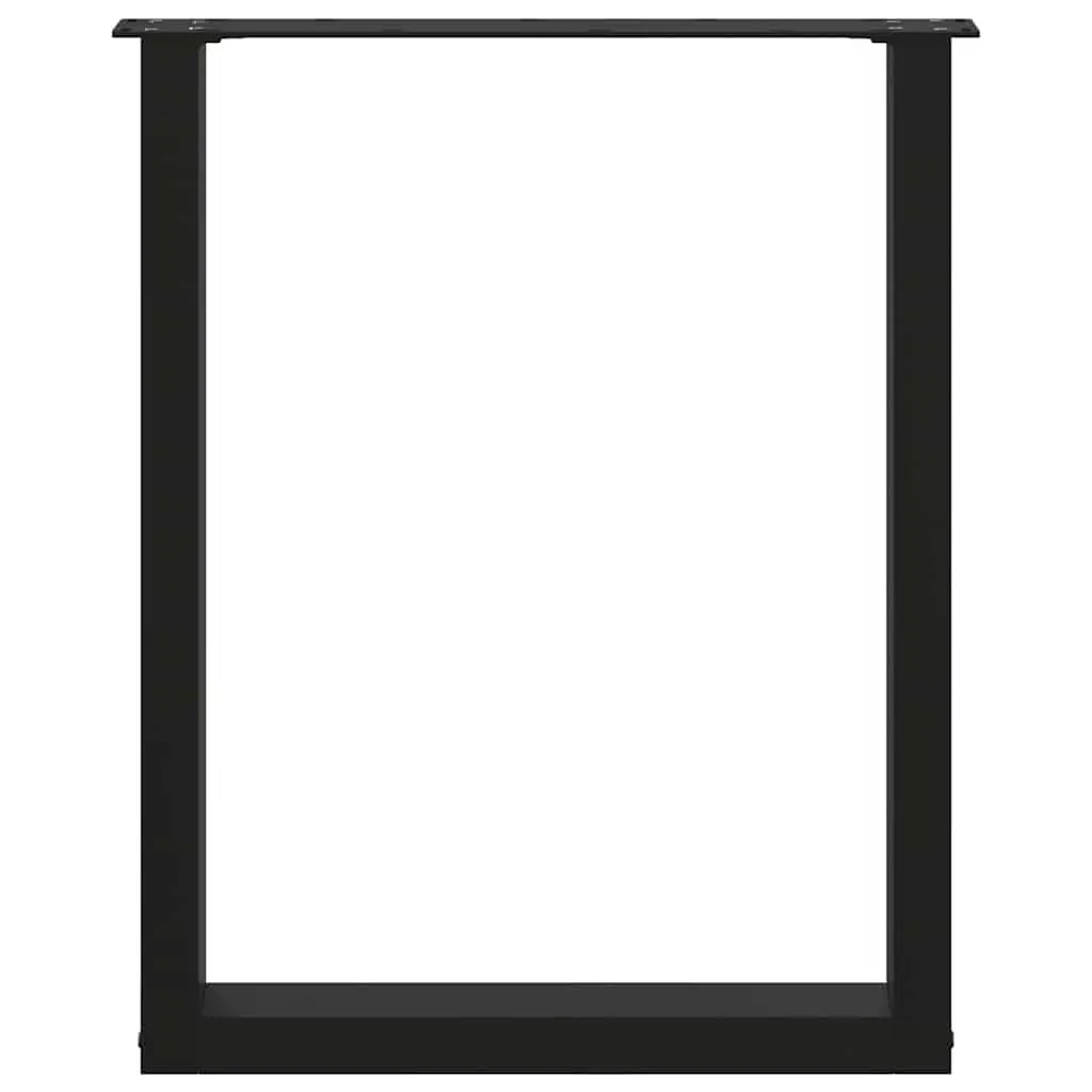Dining Table Legs U-Shaped Black 60x72-73cm Powder-Coated Steel Adjustable Levelers Pack of 2