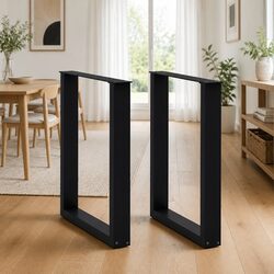 U-Shaped Dining Table Legs in Black - 2 pcs