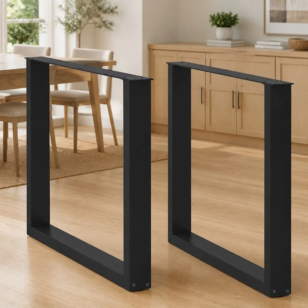 U-Shaped Steel Dining Table Legs, Black, 80x72-73cm