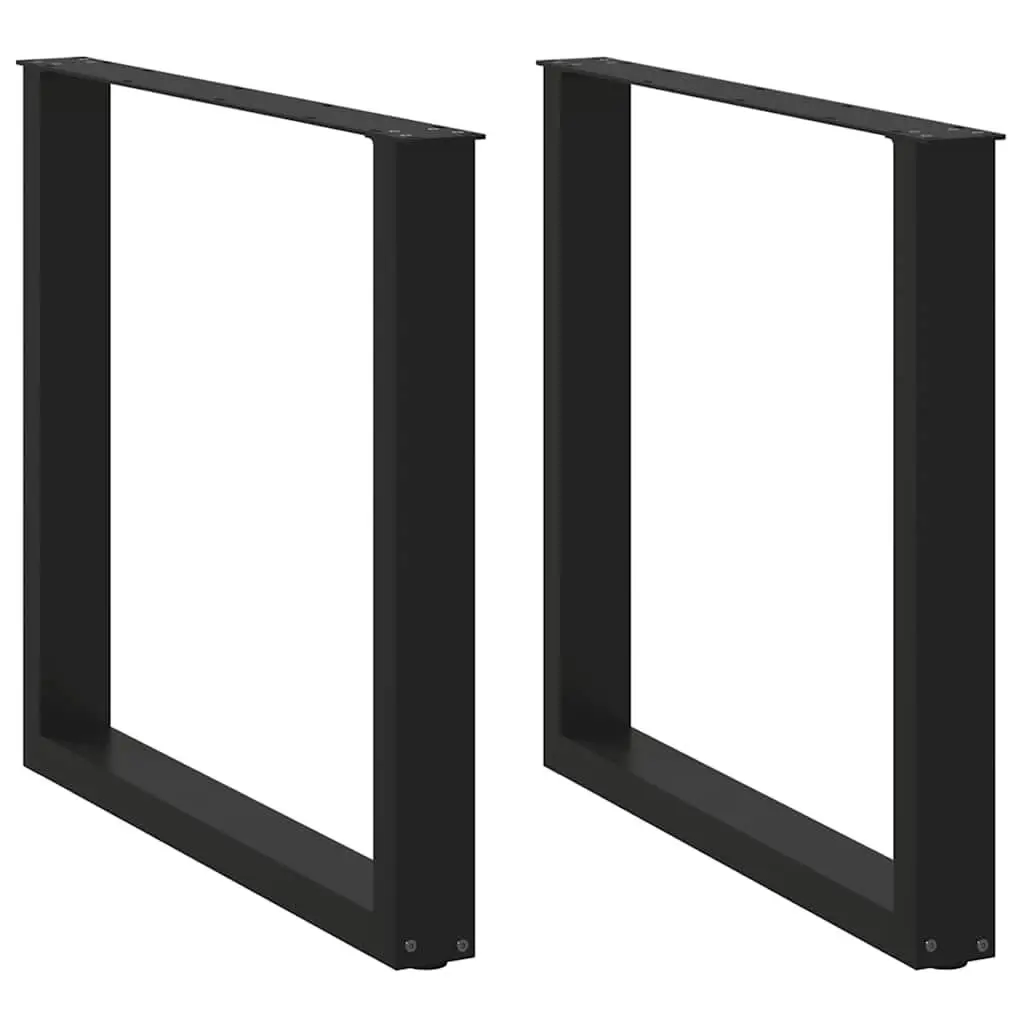Dining Table Legs U-Shaped Black 80x72-73cm Powder-coated Steel 2pcs
