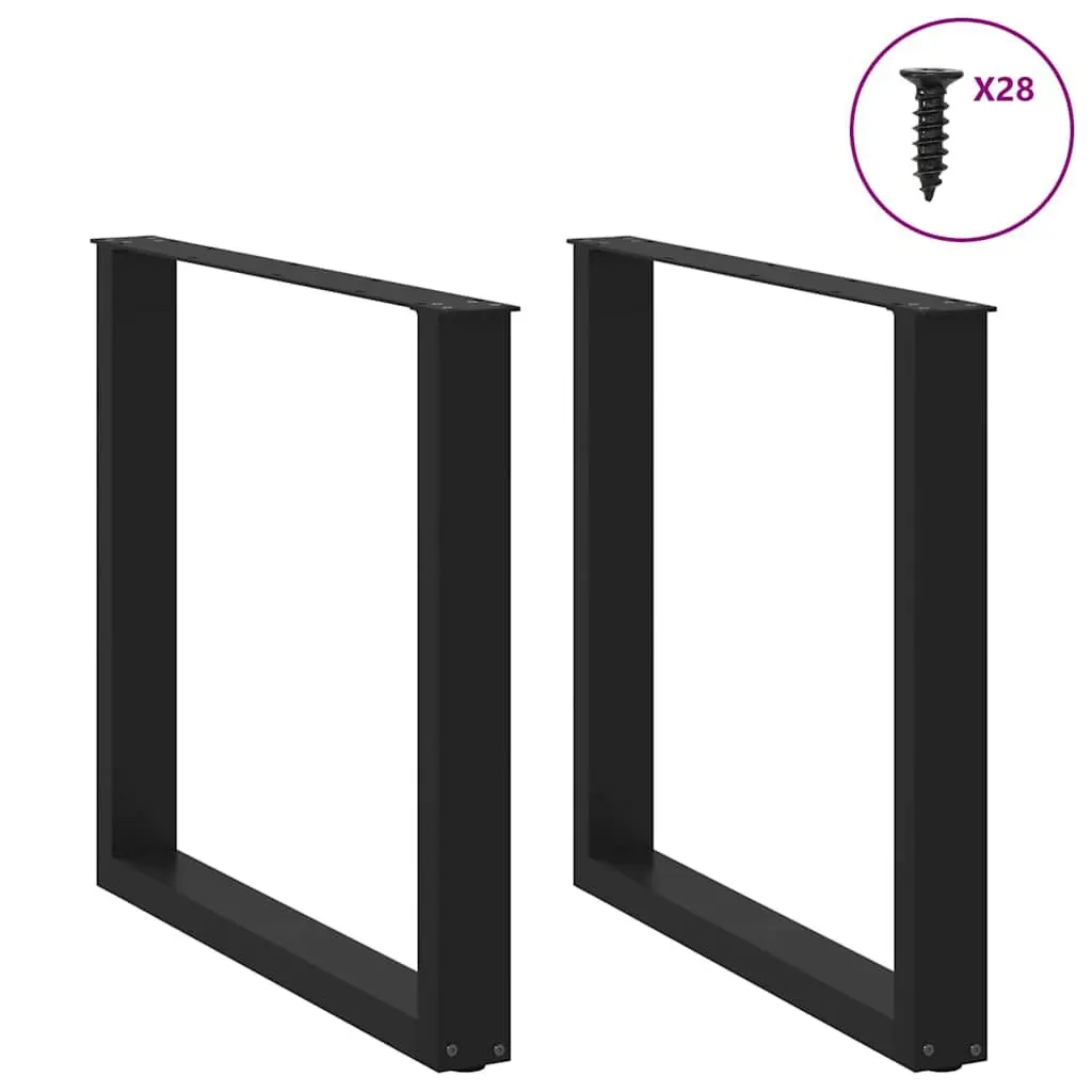 Dining Table Legs U-Shaped Black 80x72-73cm Powder-coated Steel 2pcs
