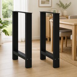 Black Steel Dining Table Legs with Adjustable Levelers
