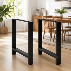 Adjustable Black Steel Dining Table Legs, 70x72-73cm