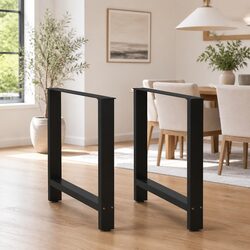 Adjustable Black Steel Dining Table Legs Pair