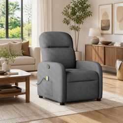 Grey Fabric Massage Recliner Chair with 6-Point Vibration