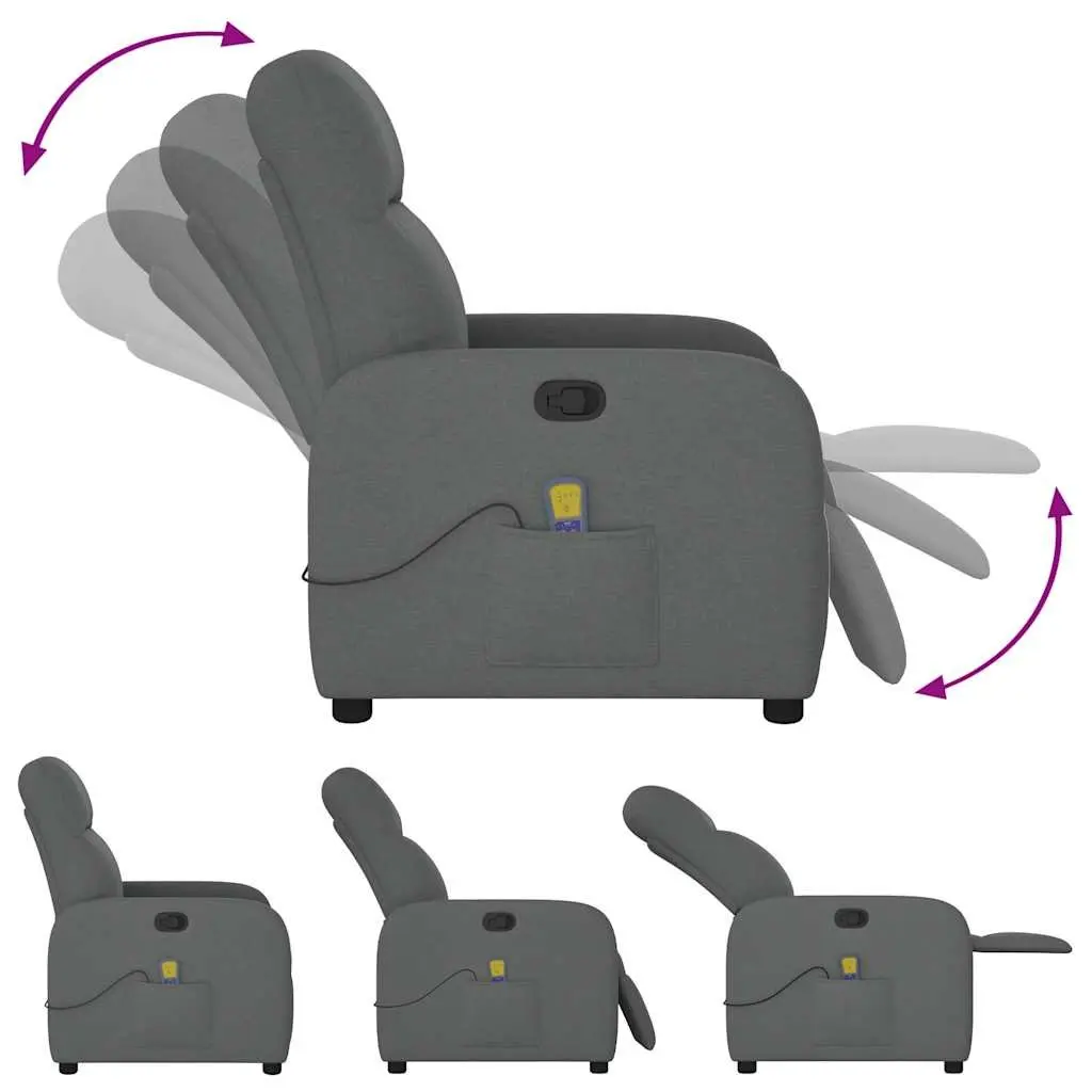 Grey Fabric Massage Recliner Chair with 6-Point Vibration