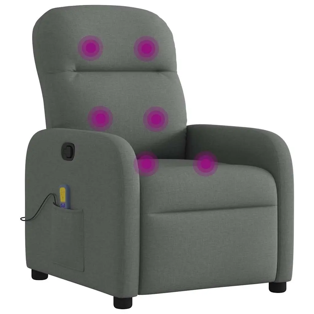 Grey Fabric Massage Recliner Chair with 6-Point Vibration
