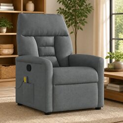 Grey Fabric Massage Recliner Chair with Footrest