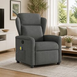 Grey Fabric Massage Recliner Chair with Vibration