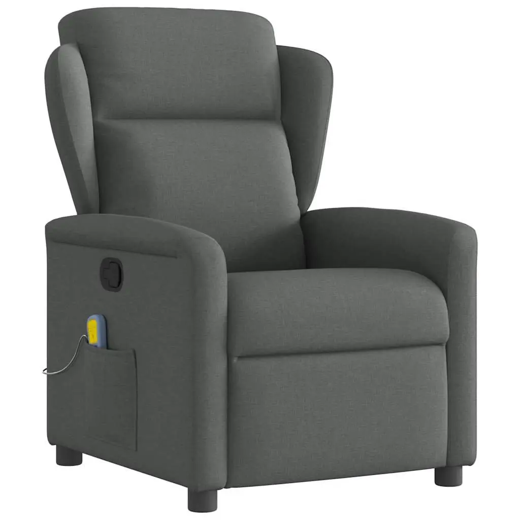 Massage Recliner Chair Grey Fabric Manual Recline Vibration Armchair
