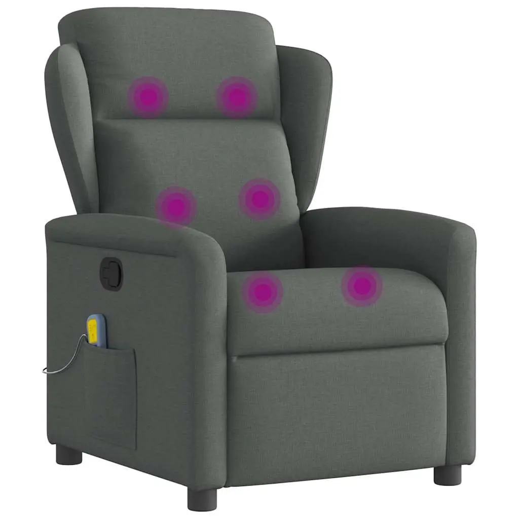 Massage Recliner Chair Grey Fabric Manual Recline Vibration Armchair