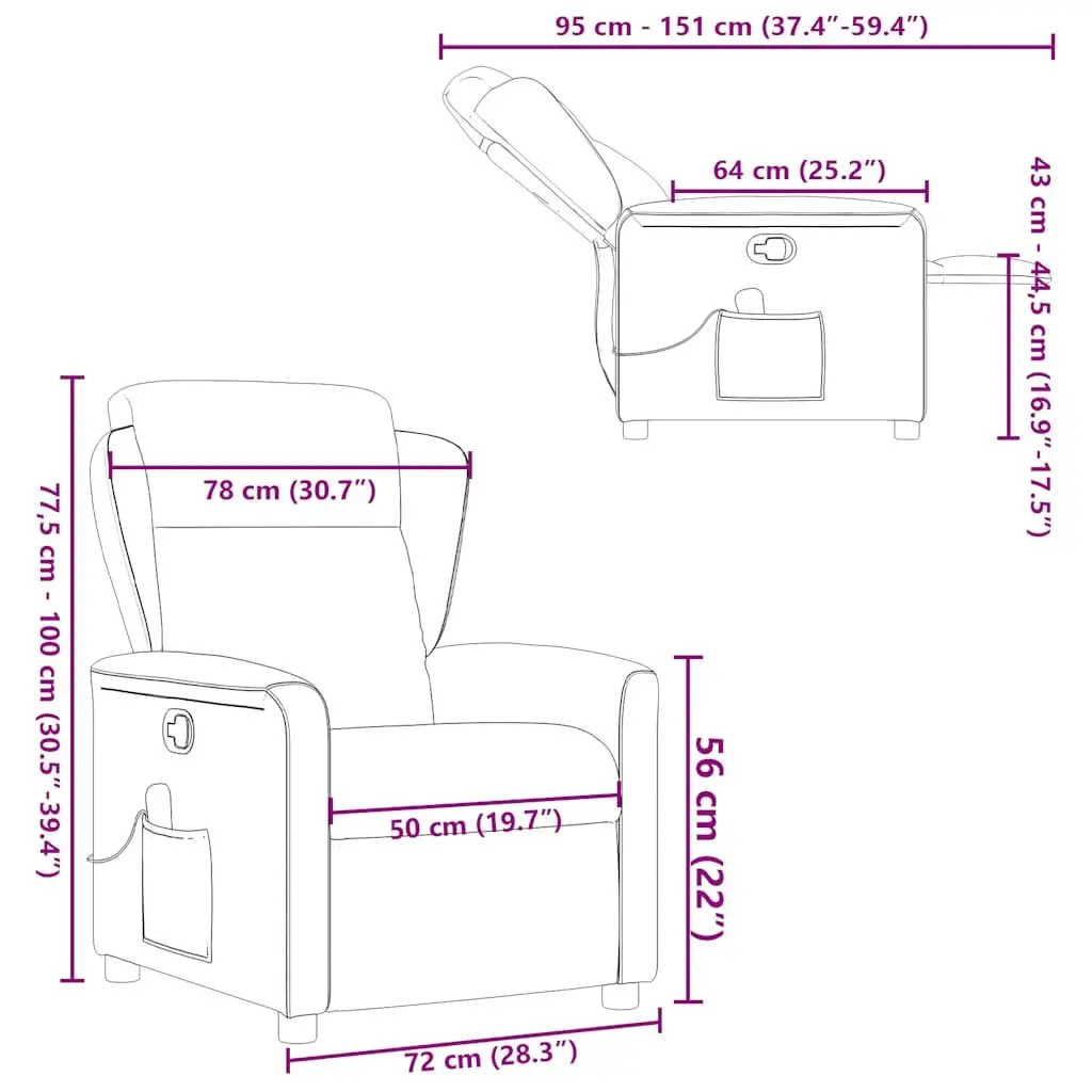 Massage Recliner Chair Grey Fabric Manual Recline Vibration Armchair