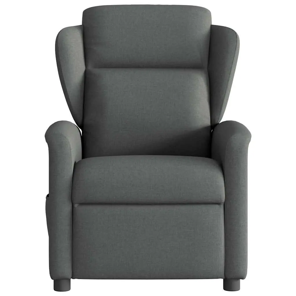 Massage Recliner Chair Grey Fabric Manual Recline Vibration Armchair