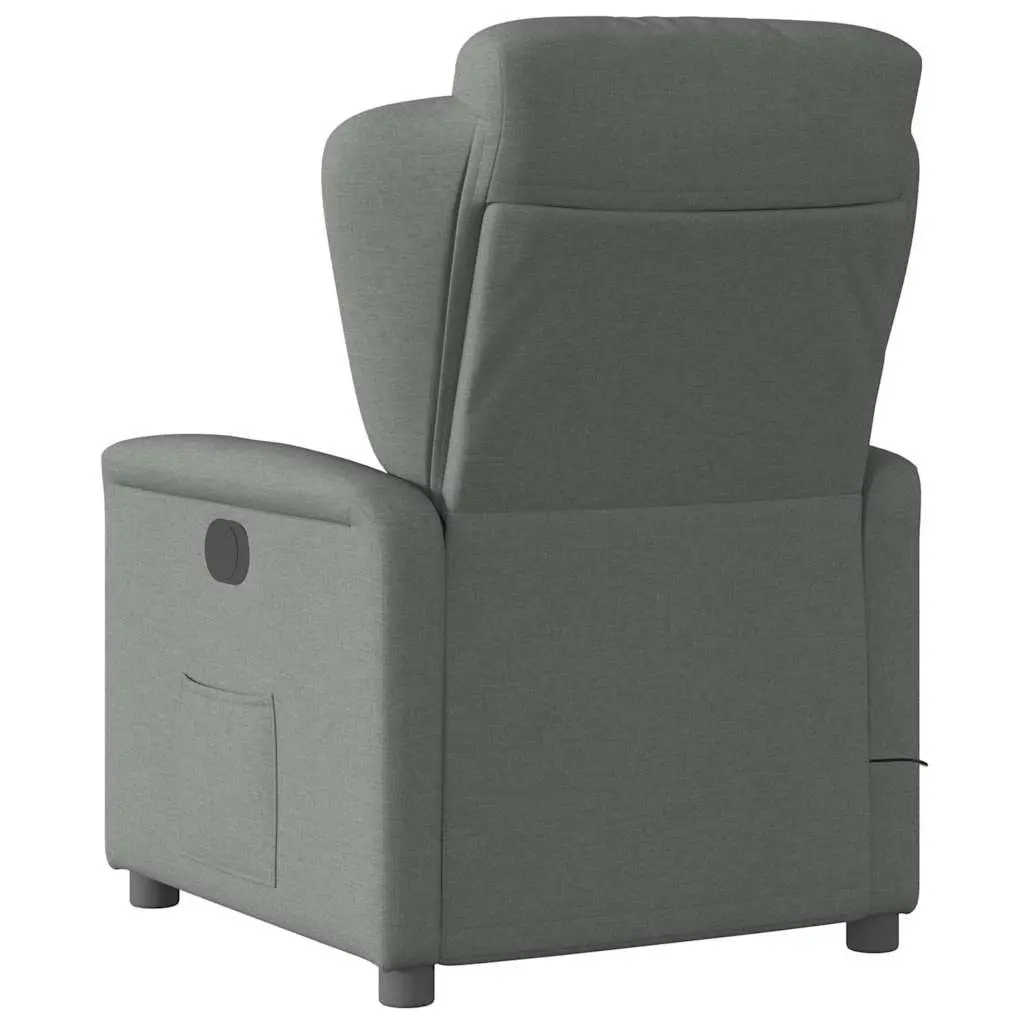 Massage Recliner Chair Grey Fabric Manual Recline Vibration Armchair