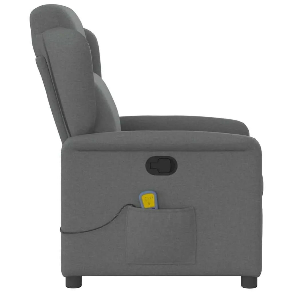 Massage Recliner Chair Grey Fabric Manual Recline Vibration Armchair