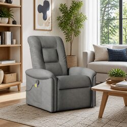 Grey Fabric Massage Recliner Chair with Footrest