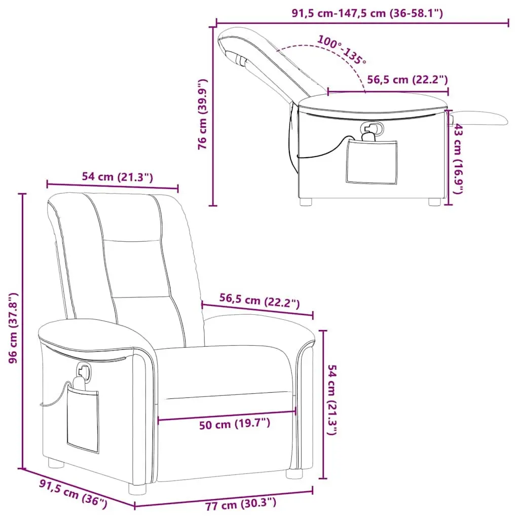 Massage Recliner Chair Grey Fabric Manual Reclining Armchair Vibration Footrest