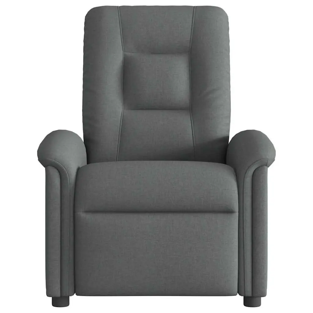 Massage Recliner Chair Grey Fabric Manual Reclining Armchair Vibration Footrest