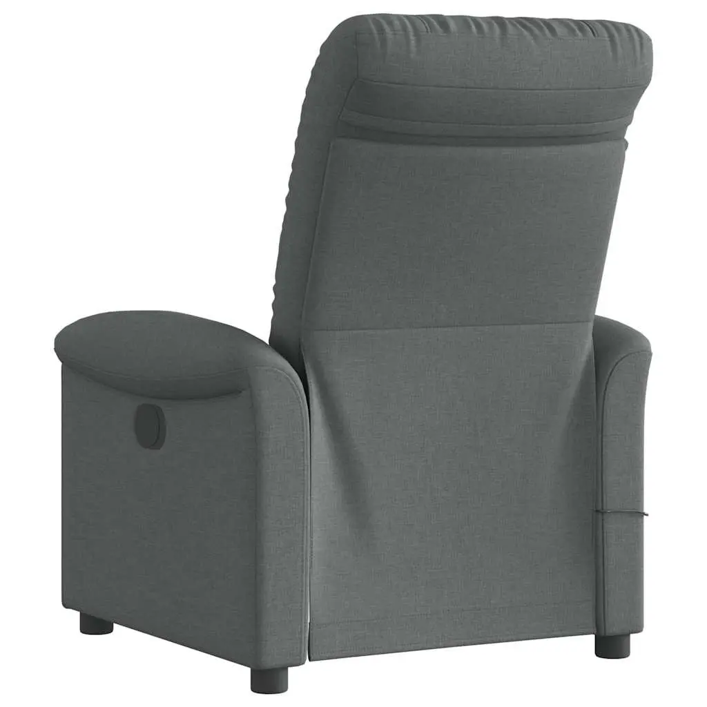 Massage Recliner Chair Grey Fabric Manual Reclining Armchair Vibration Footrest