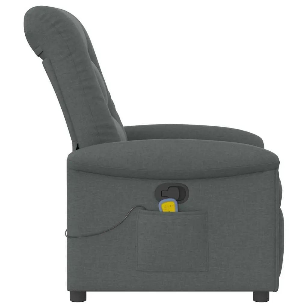 Massage Recliner Chair Grey Fabric Manual Reclining Armchair Vibration Footrest