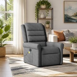 Grey Fabric Massage Recliner Chair with Manual Recline