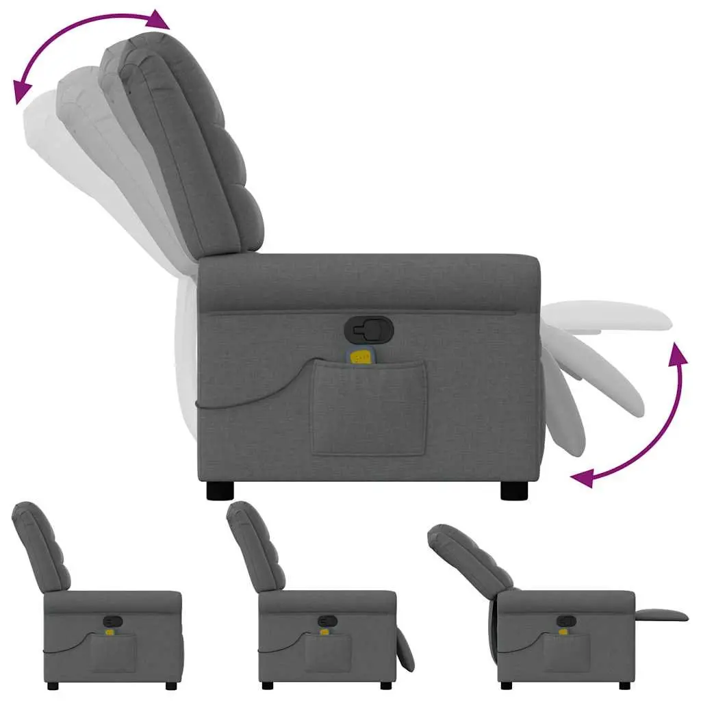 Grey Fabric Massage Recliner Chair with Manual Recline