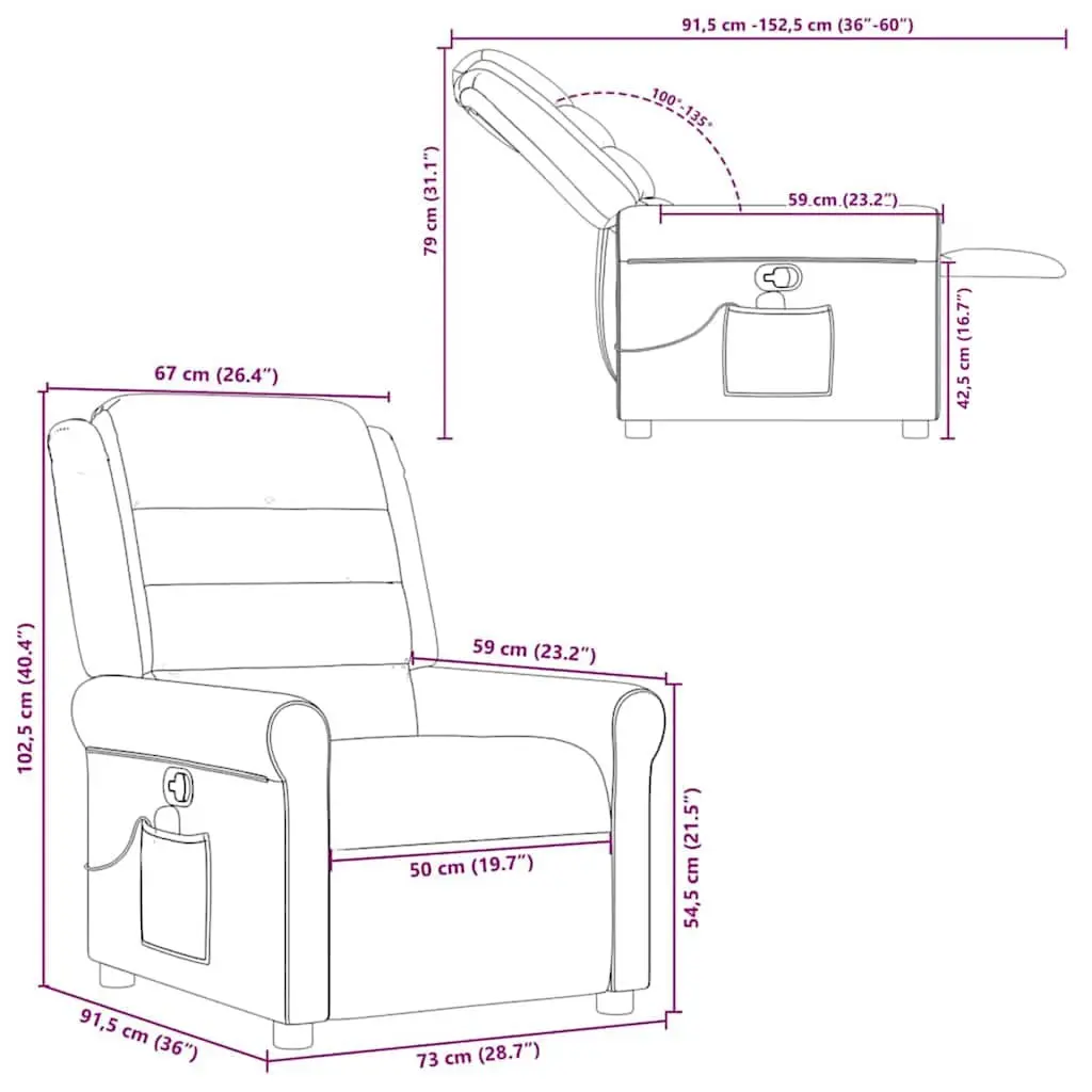 Grey Fabric Massage Recliner Chair with Manual Recline