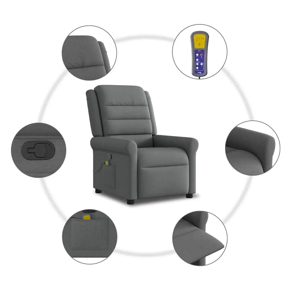 Grey Fabric Massage Recliner Chair with Manual Recline