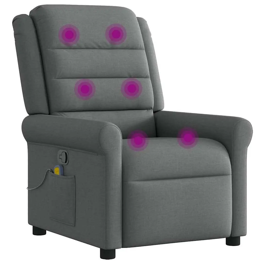 Grey Fabric Massage Recliner Chair with Manual Recline