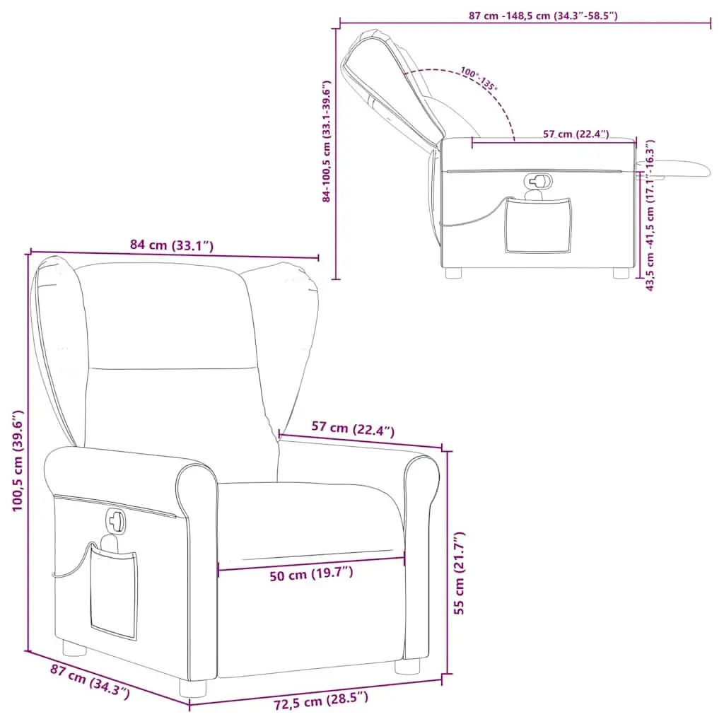 Grey Fabric Massage Recliner Chair