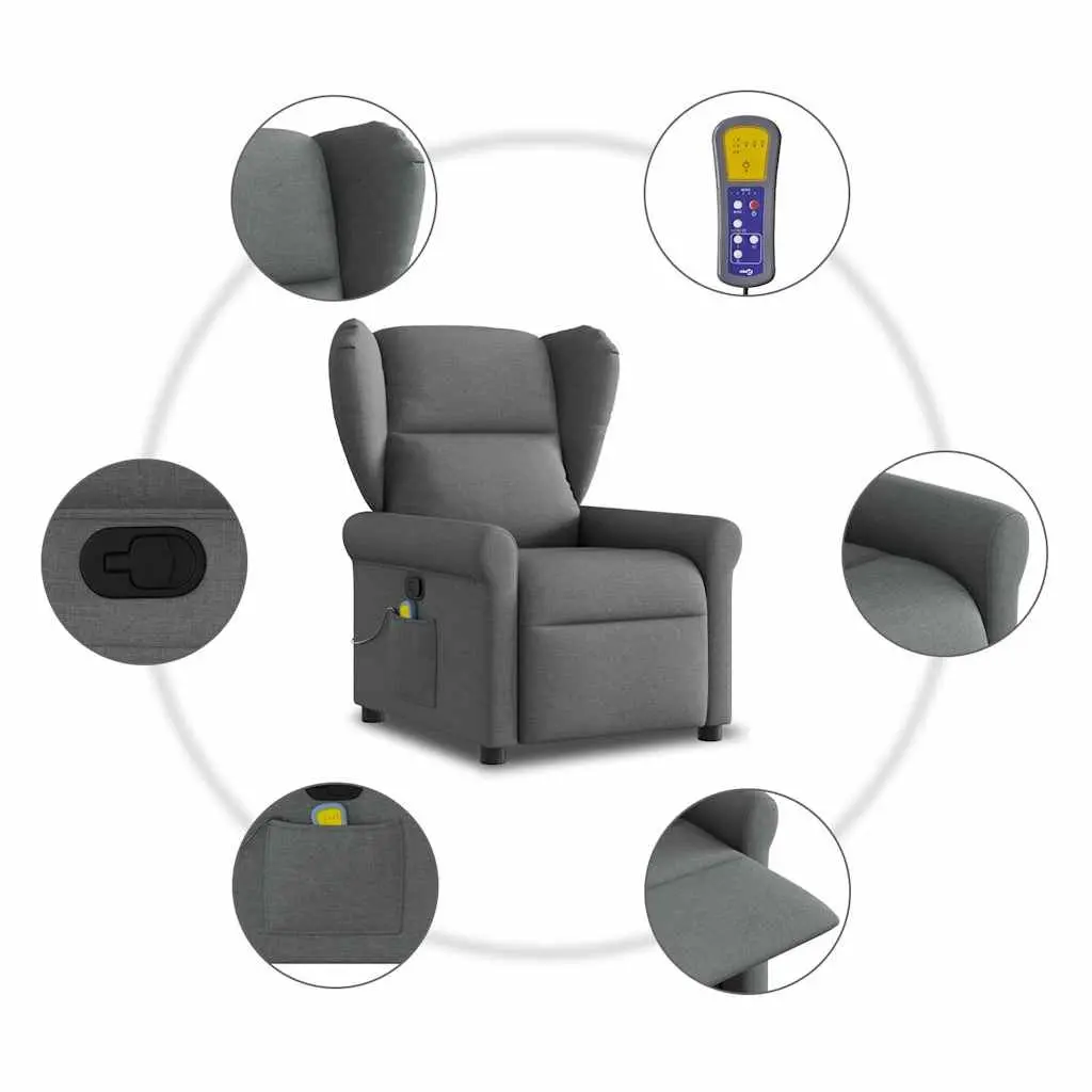 Grey Fabric Massage Recliner Chair