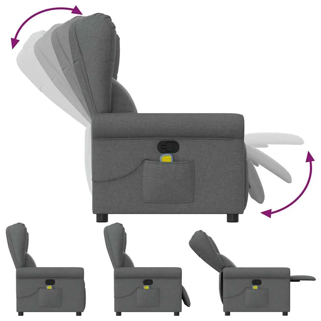 Grey Fabric Massage Recliner Chair