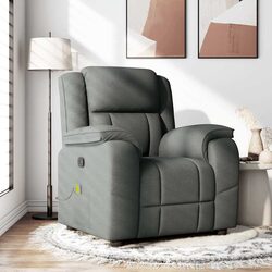 Massage Recliner Chair Grey Fabric Manual Recline Vibration Armchair Lounge