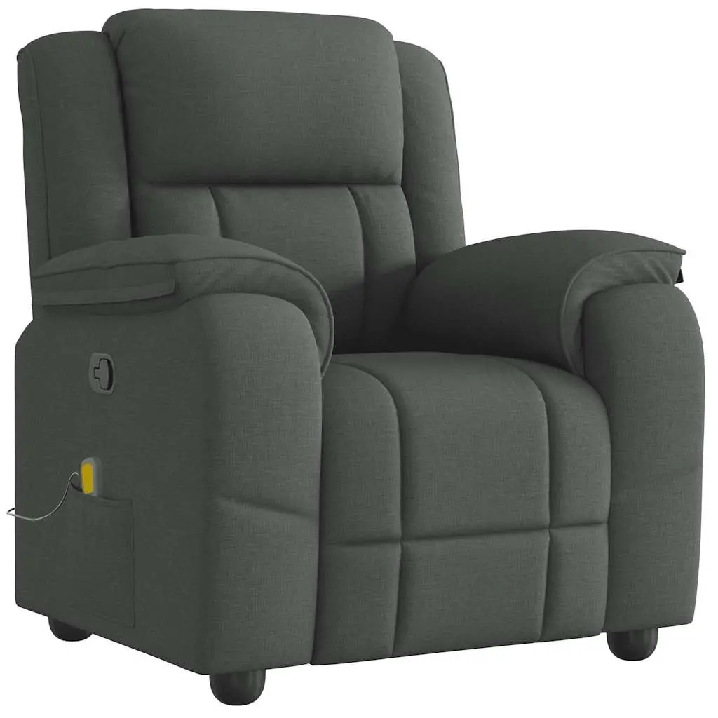 Massage Recliner Chair Grey Fabric Manual Recline Vibration Armchair Lounge