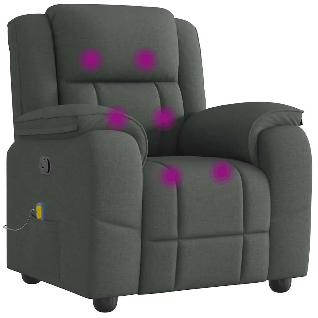 Massage Recliner Chair Grey Fabric Manual Recline Vibration Armchair Lounge