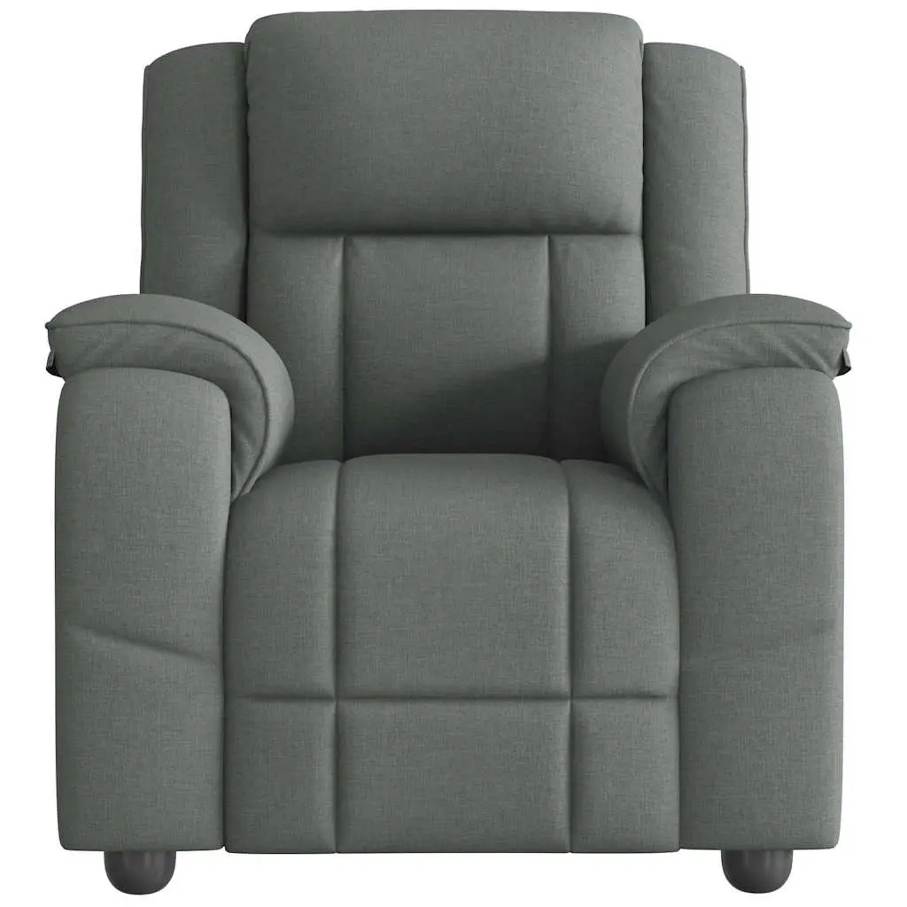 Massage Recliner Chair Grey Fabric Manual Recline Vibration Armchair Lounge
