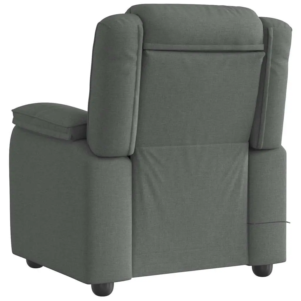 Massage Recliner Chair Grey Fabric Manual Recline Vibration Armchair Lounge