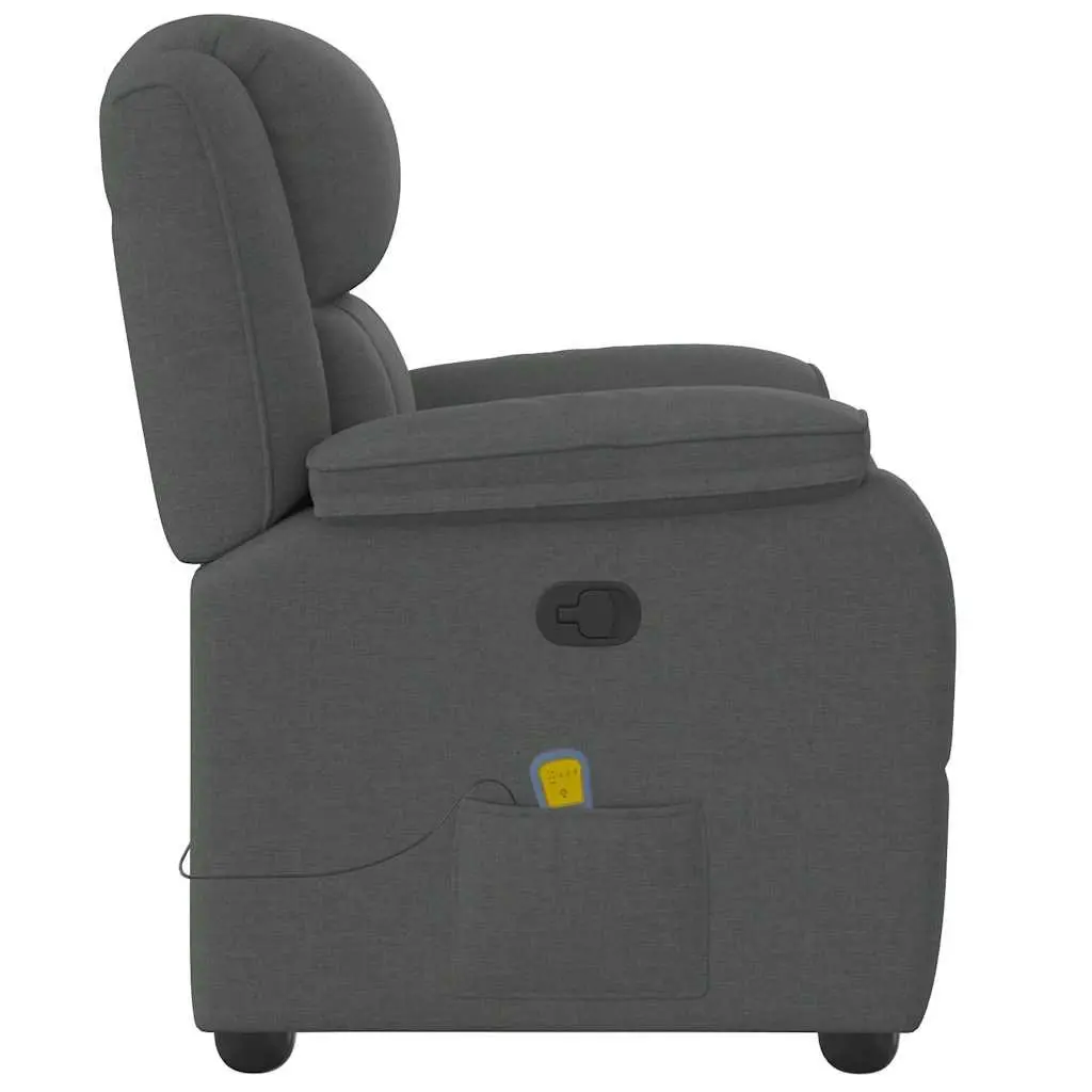 Massage Recliner Chair Grey Fabric Manual Recline Vibration Armchair Lounge